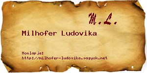 Milhofer Ludovika névjegykártya